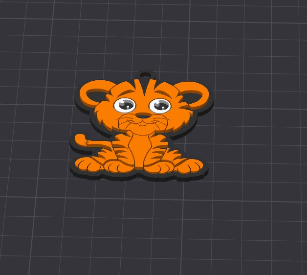 cute animal , trevor the tiger keychain / necklace charm