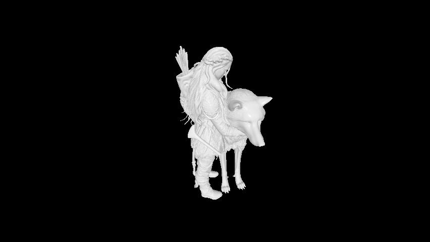 warrior woman with wolf