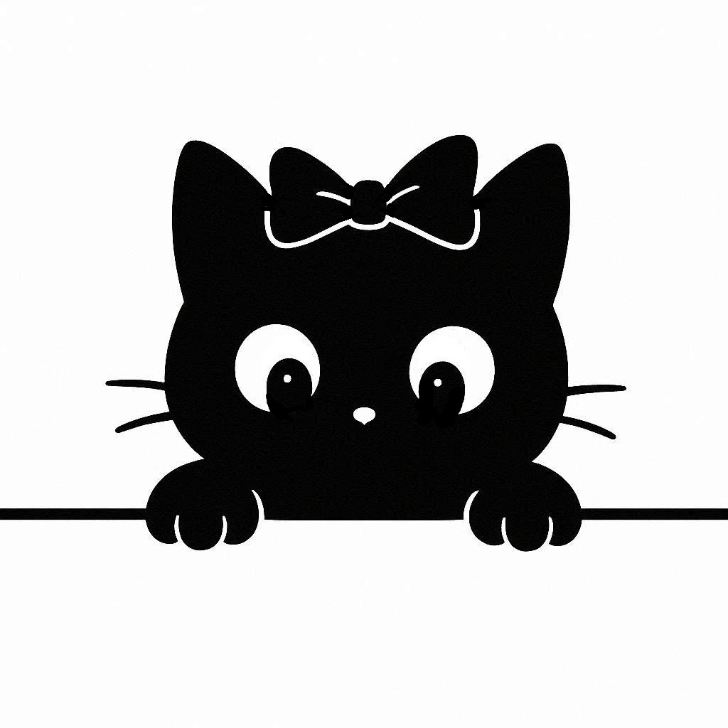Cute cat with a bow kids bookmark 3D model