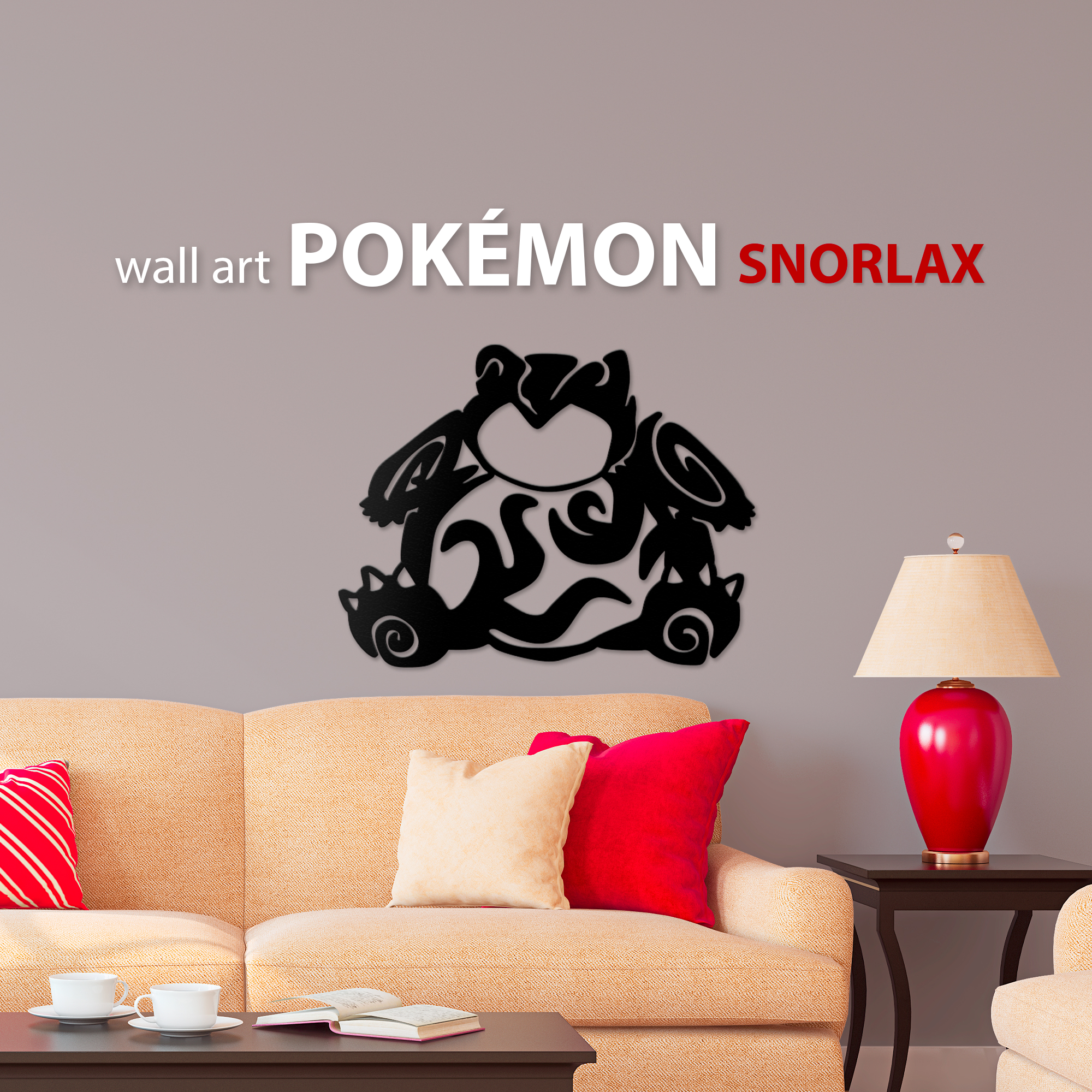 Pokemon Snorlax in tribal style wall art decoration