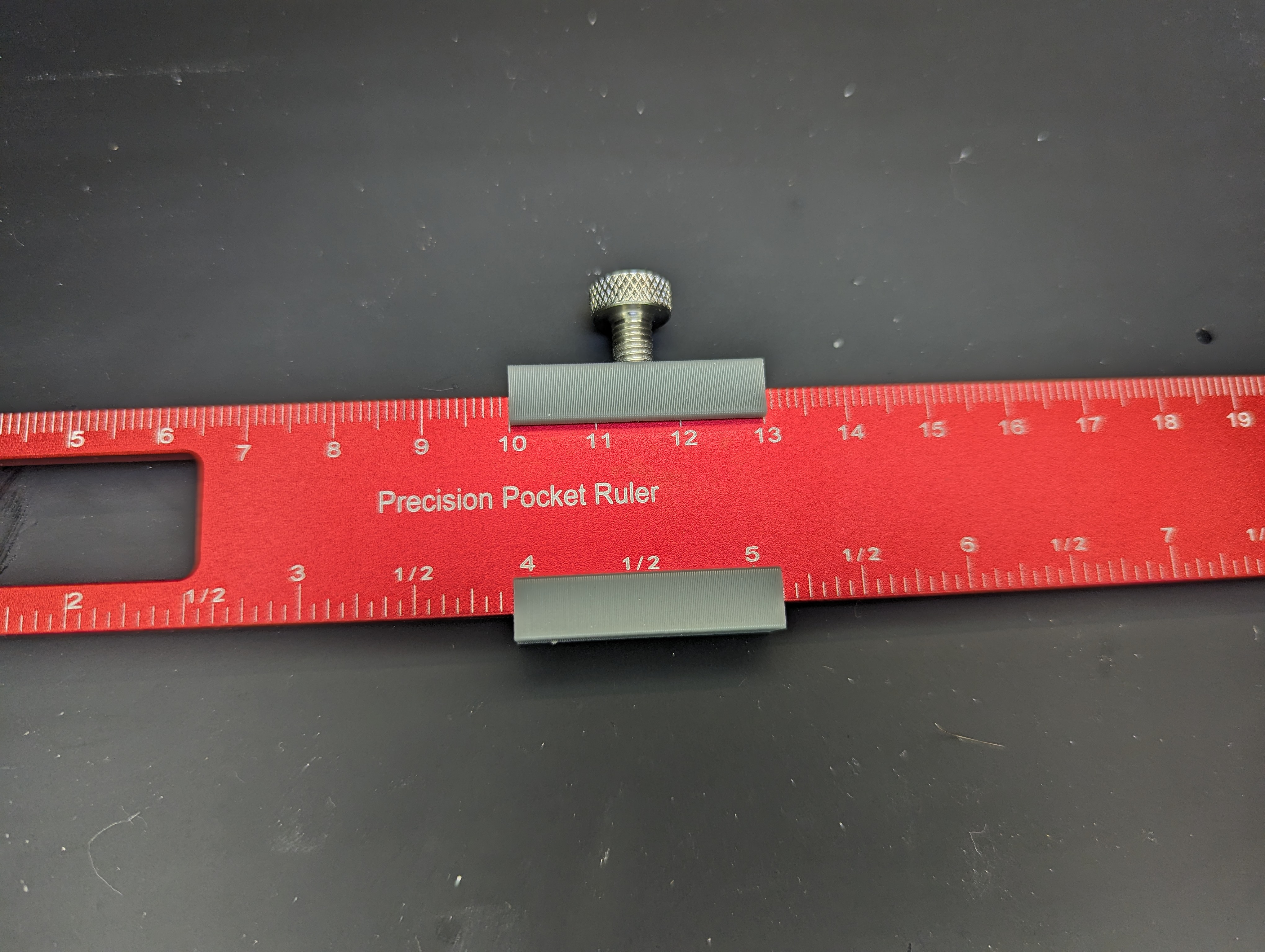 Sliding stop for Paolini Pocket Rule style rulers