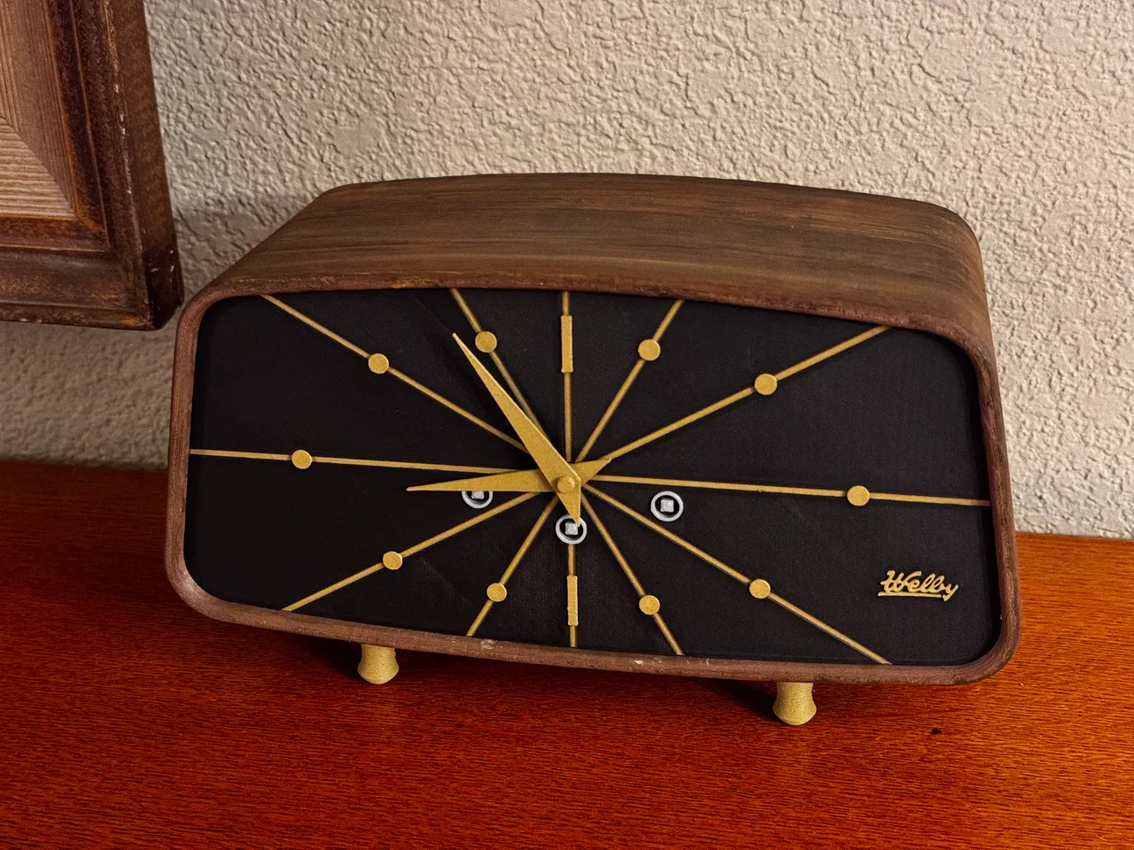 Real Wood Grain Mid-Century Welby Mantle Clock - Easy Assembly by