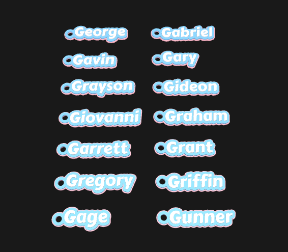 Alphabet Keychain Pack - Popular Boys Names (G)