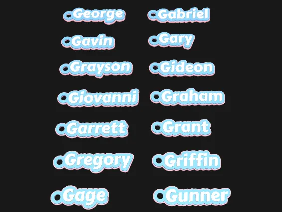 Alphabet Keychain Pack - Popular Boys Names (G)