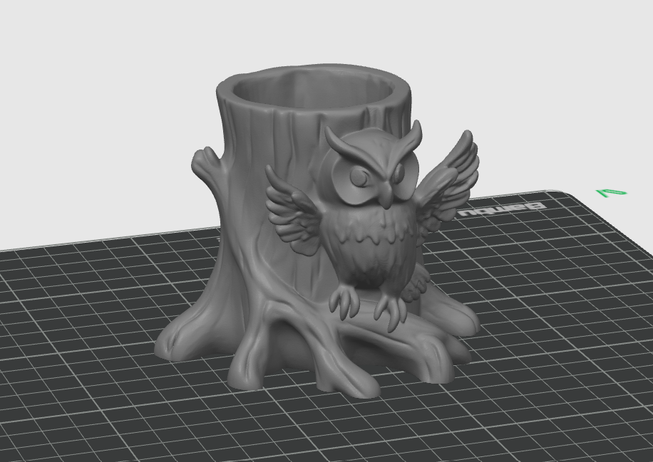 Owl on Tree Stump - Pen & Pencil Holder / Organizer / Decoration