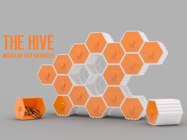 The HIVE - Modular Hex Drawers 3D model thumbnail