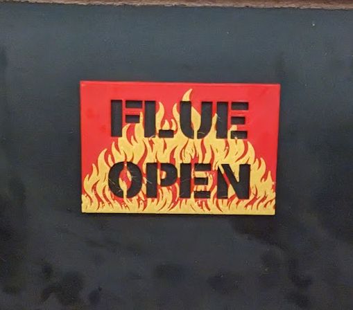 Flue Open sign