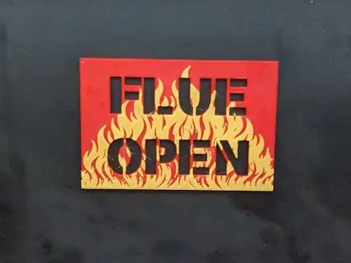 Flue Open sign