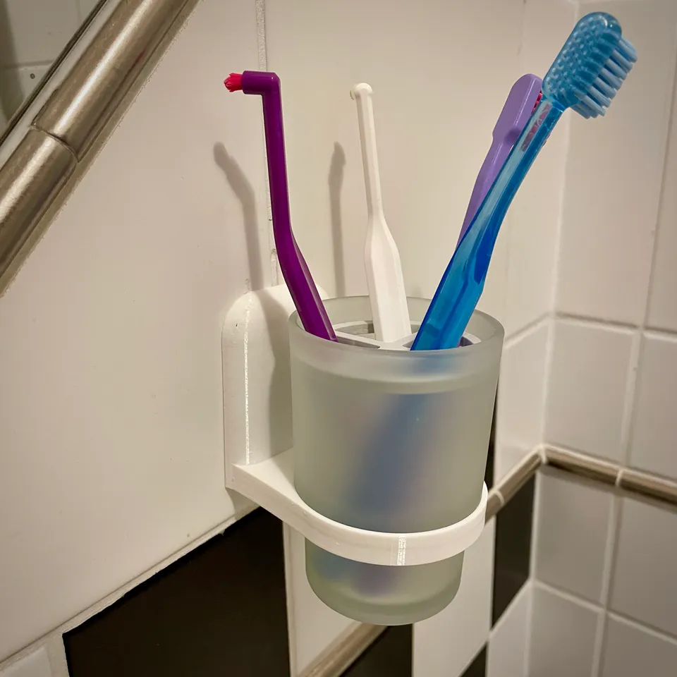 Tall Toothbrush Cup w/ Drip Tray by Katz Creates, Download free STL model