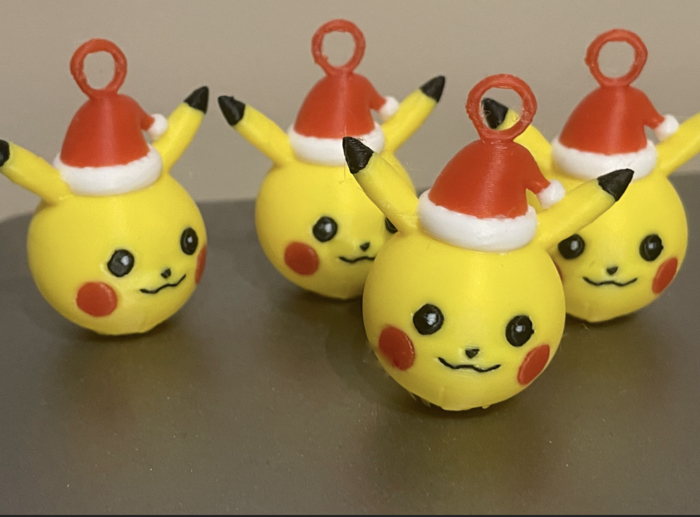 Pikachu Santa Hat Ornament 3D Print Pokémon Bauble