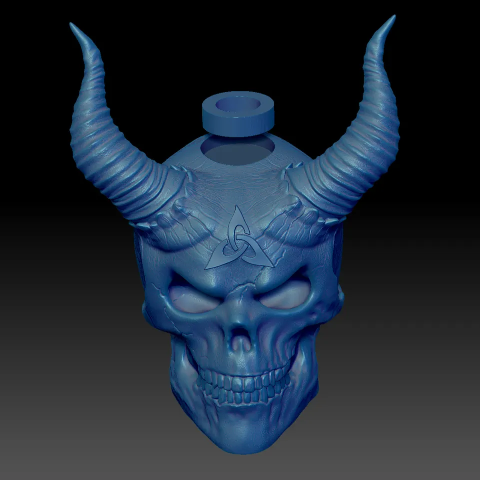 Skull III Skull - Celtic with horns and with tea light holder by