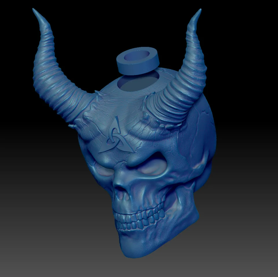 Skull III Skull - Celtic with horns and with tea light holder by