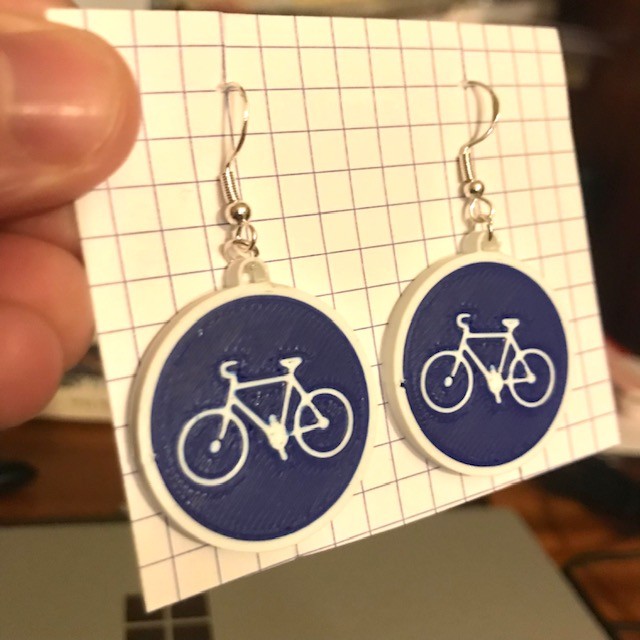 Boucles d'oreilles panneau piste cyclable // cycle path earrings