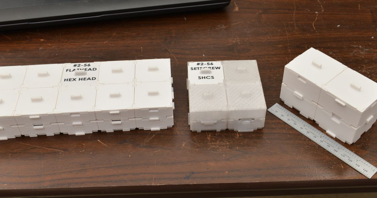 Stackable, interlocking containers for small items by Ed Hume