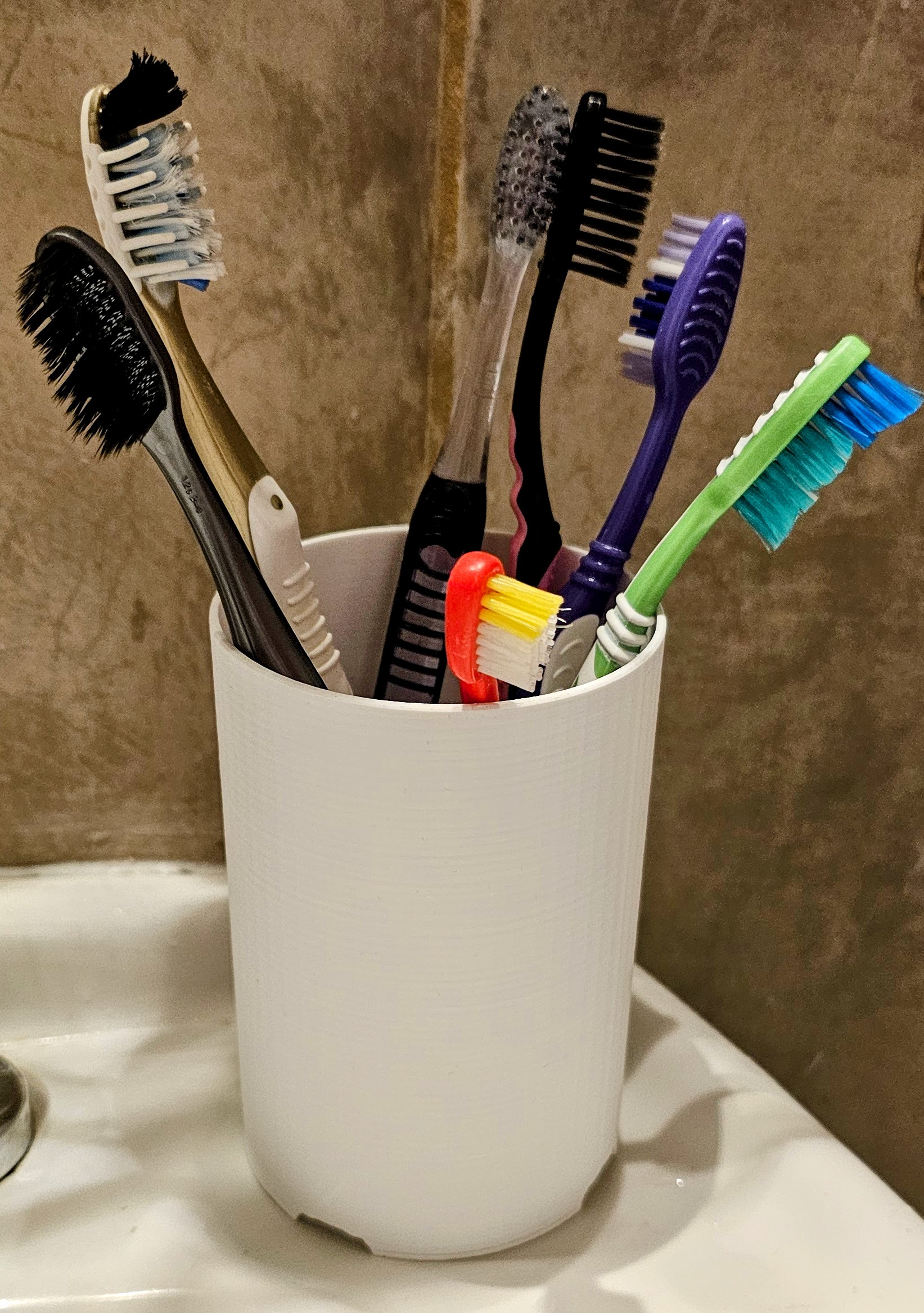 Tall Toothbrush Cup w/ Drip Tray by Katz Creates, Download free STL model