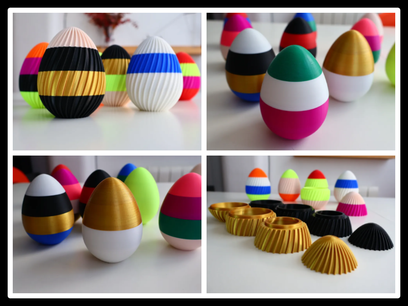 Easter Egg Mixed-colors Twist Container – Plain & Ribbed Versions - [No supports or MMU needed]