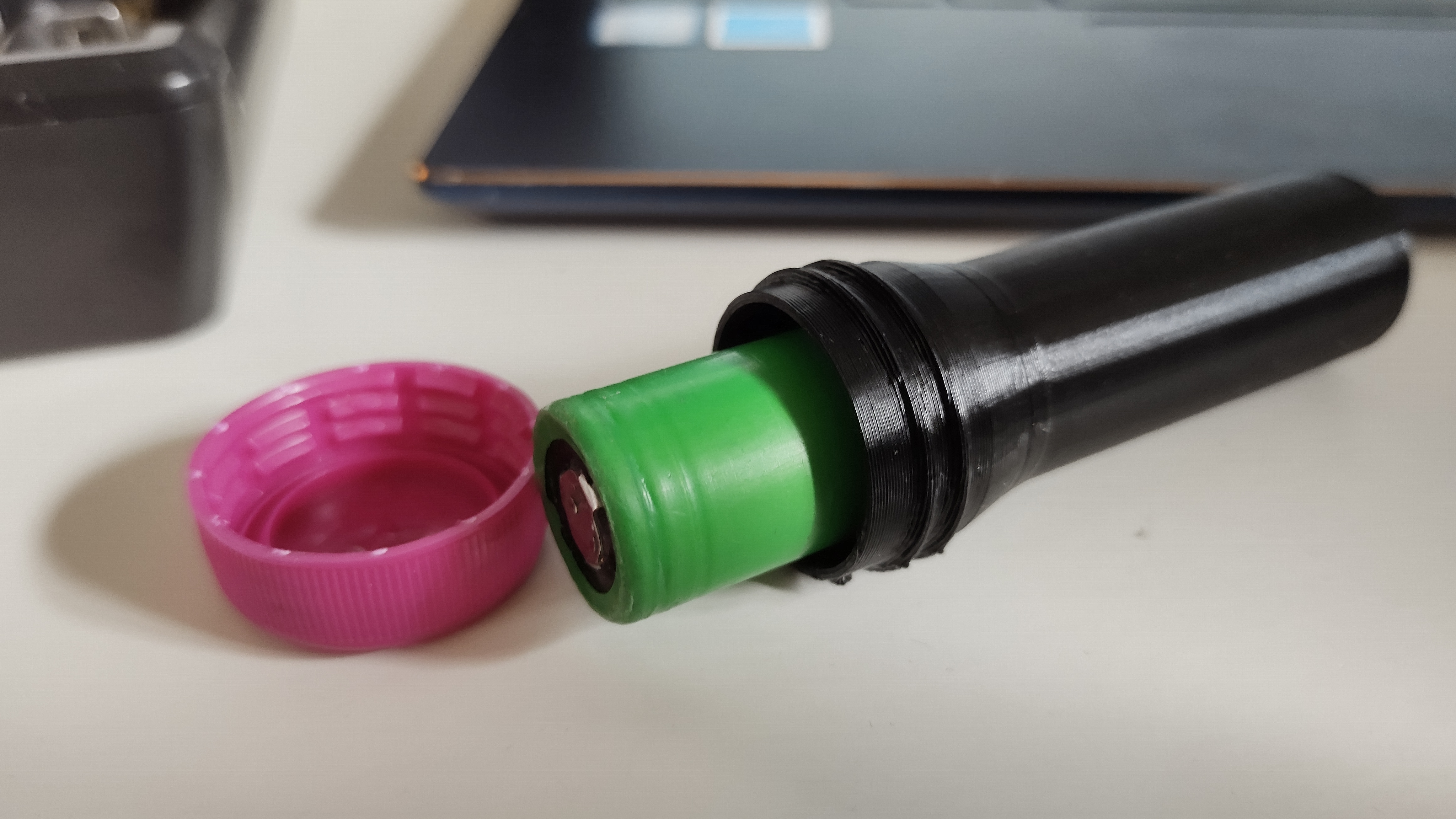 18650 holder with standard PET bottle cap