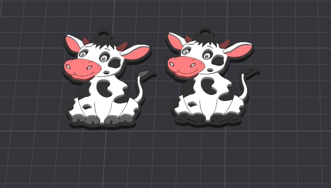 cute animal , garth the calf multicolor keychain / necklace charm