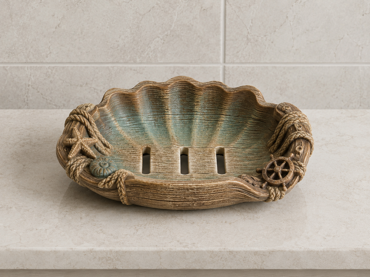 Seifenschale mit Nautik-Dekor - Soap dish with nautical decor