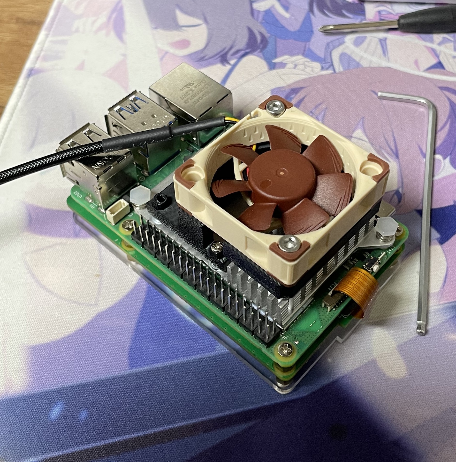 raspi 5 stock cooler 4010 fan mount