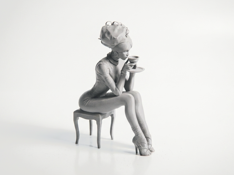 Elegant Lady Tea Time Figurine 3D Printable