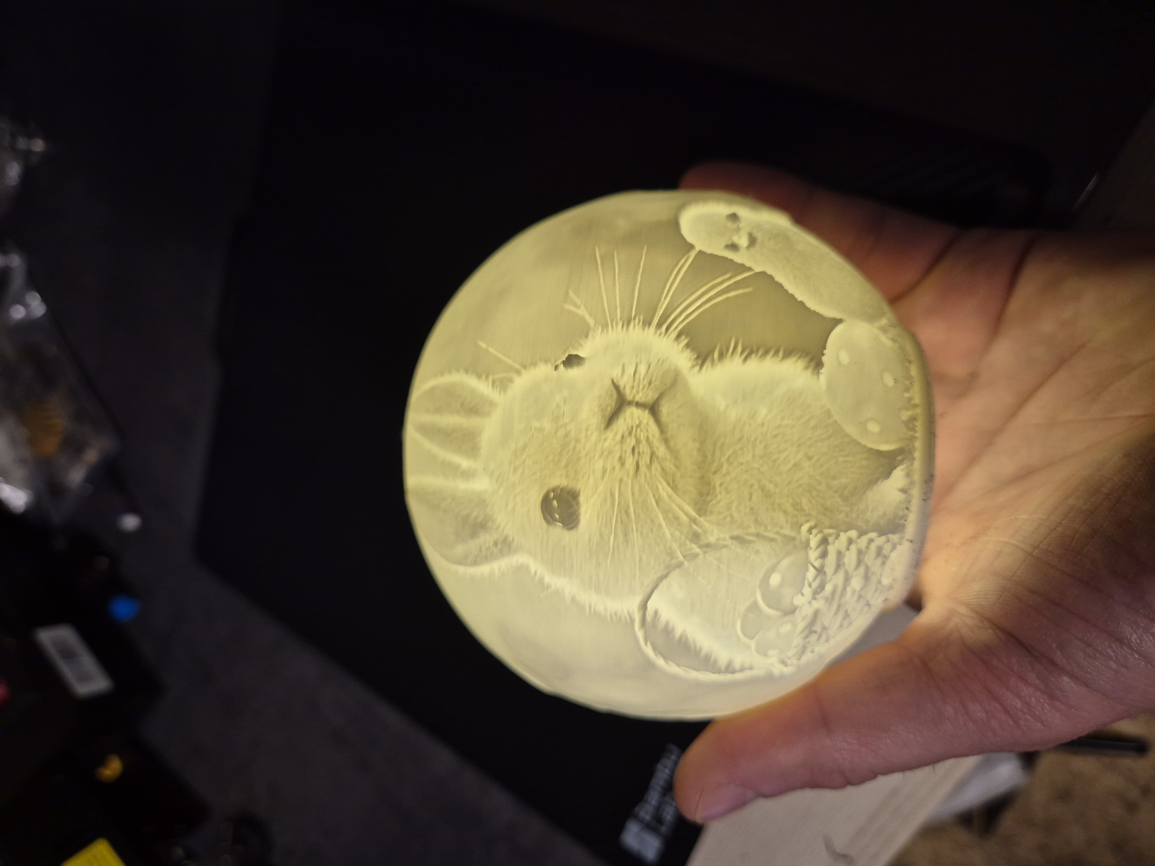 Hase mit Küken Kugel Lithophane Ostern