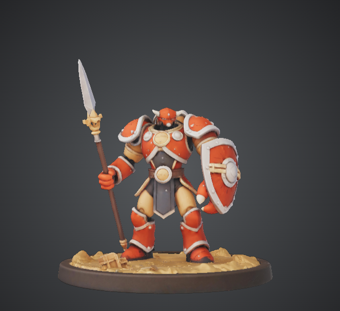 Heavy Armoured Spear Warrior Miniature with Shield – Elite Infantry Figure