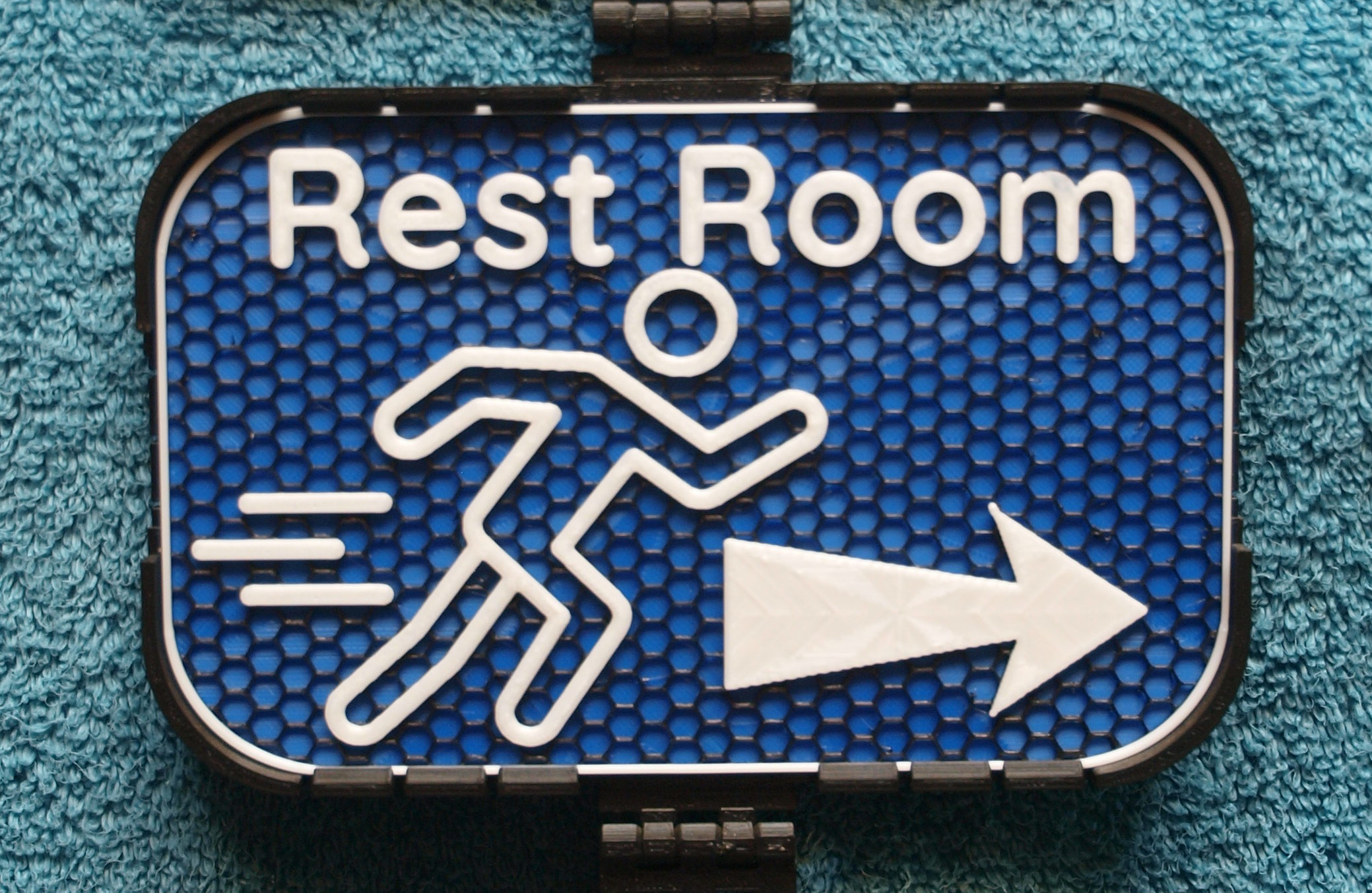 Running Rest Room signs