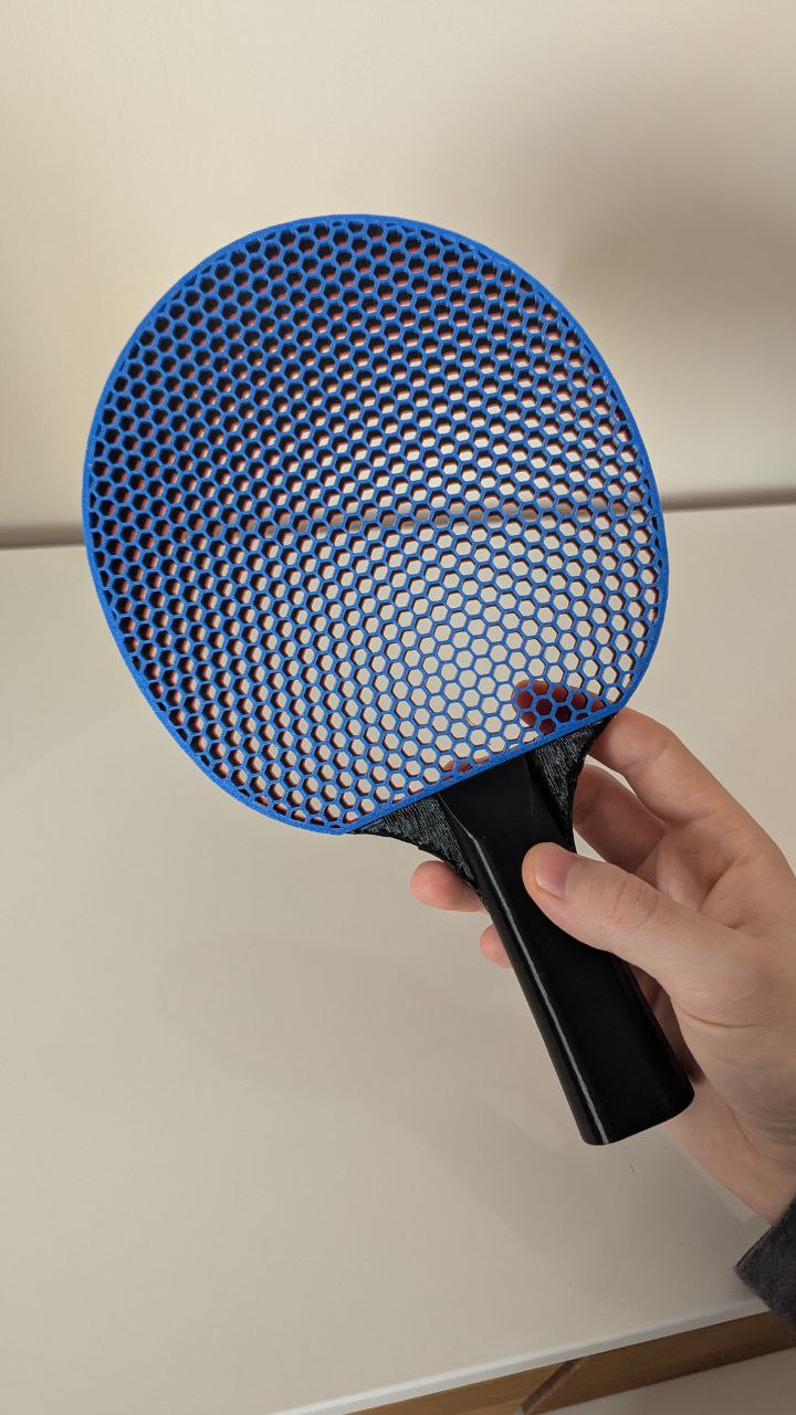 Improved airless ping pong paddle / table tennis racket