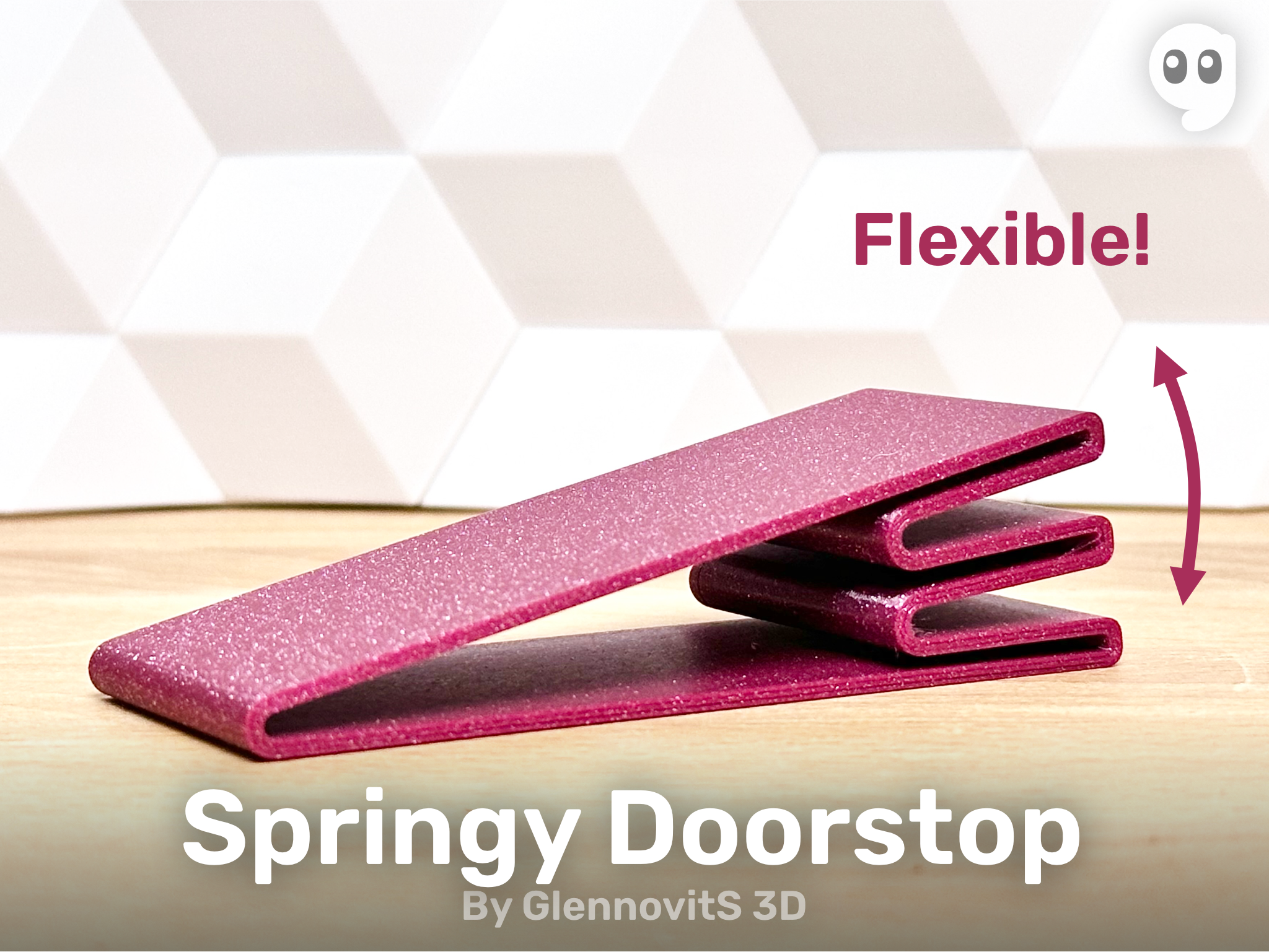 Springy Doorstop (flexible and in multiple sizes!) 3D model thumbnail