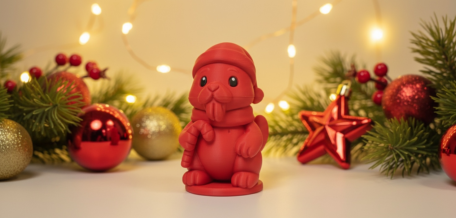Beaver in Hat and Scarf Christmas Figurine