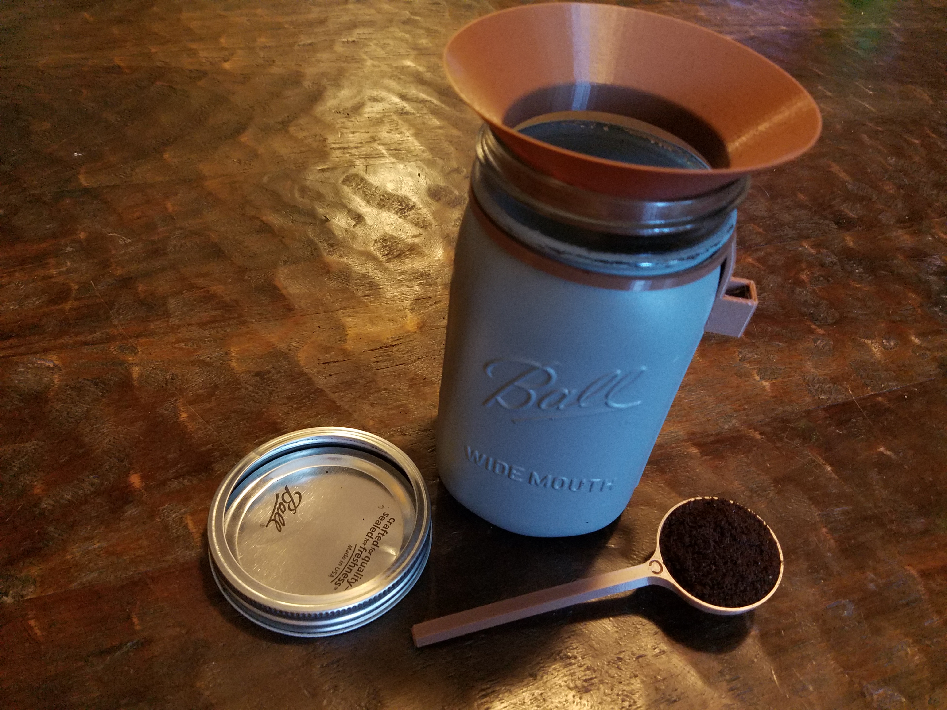 Coffee scoop, scoop holder, and funnel for mason jar