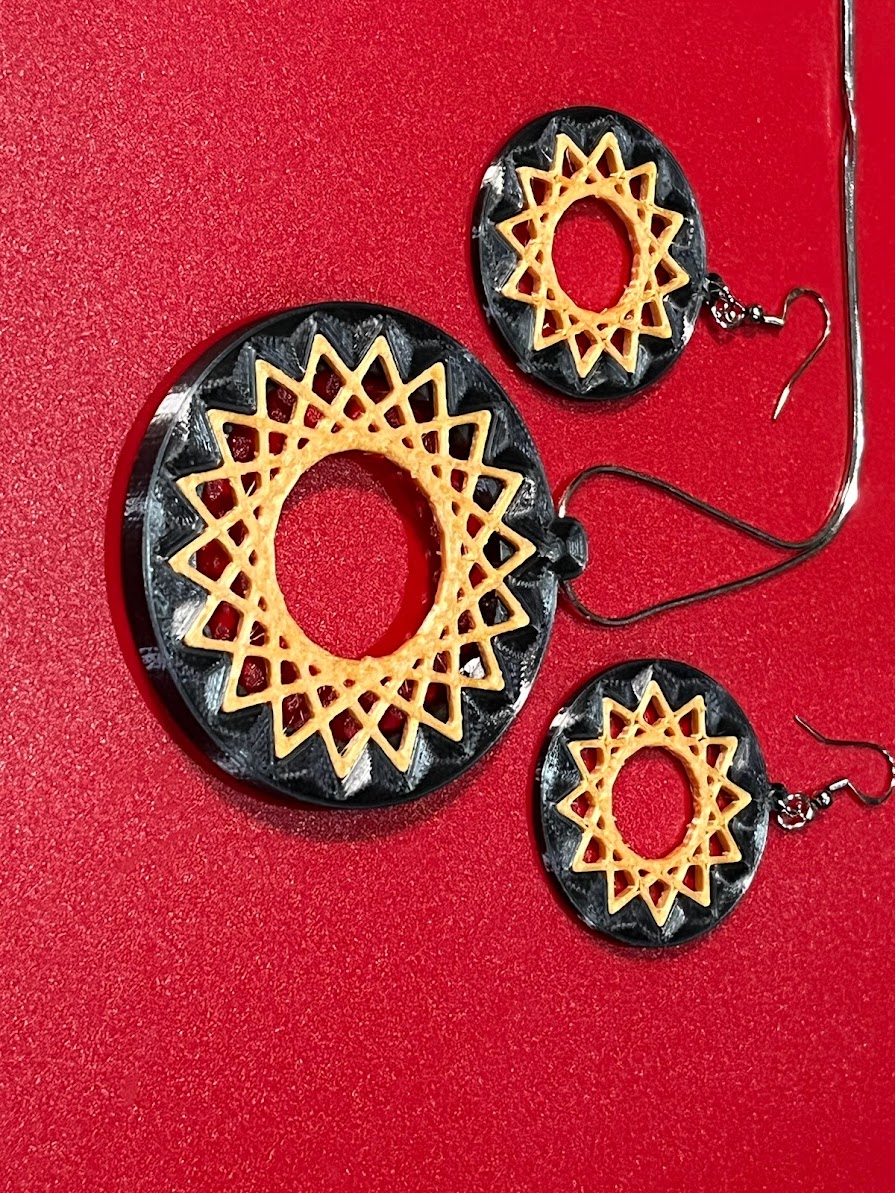 Starburst Earrings and Pendant: Simple to print, yet beautiful