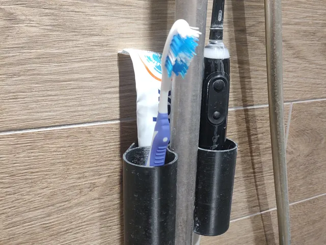 Shower rod toothbrushholder