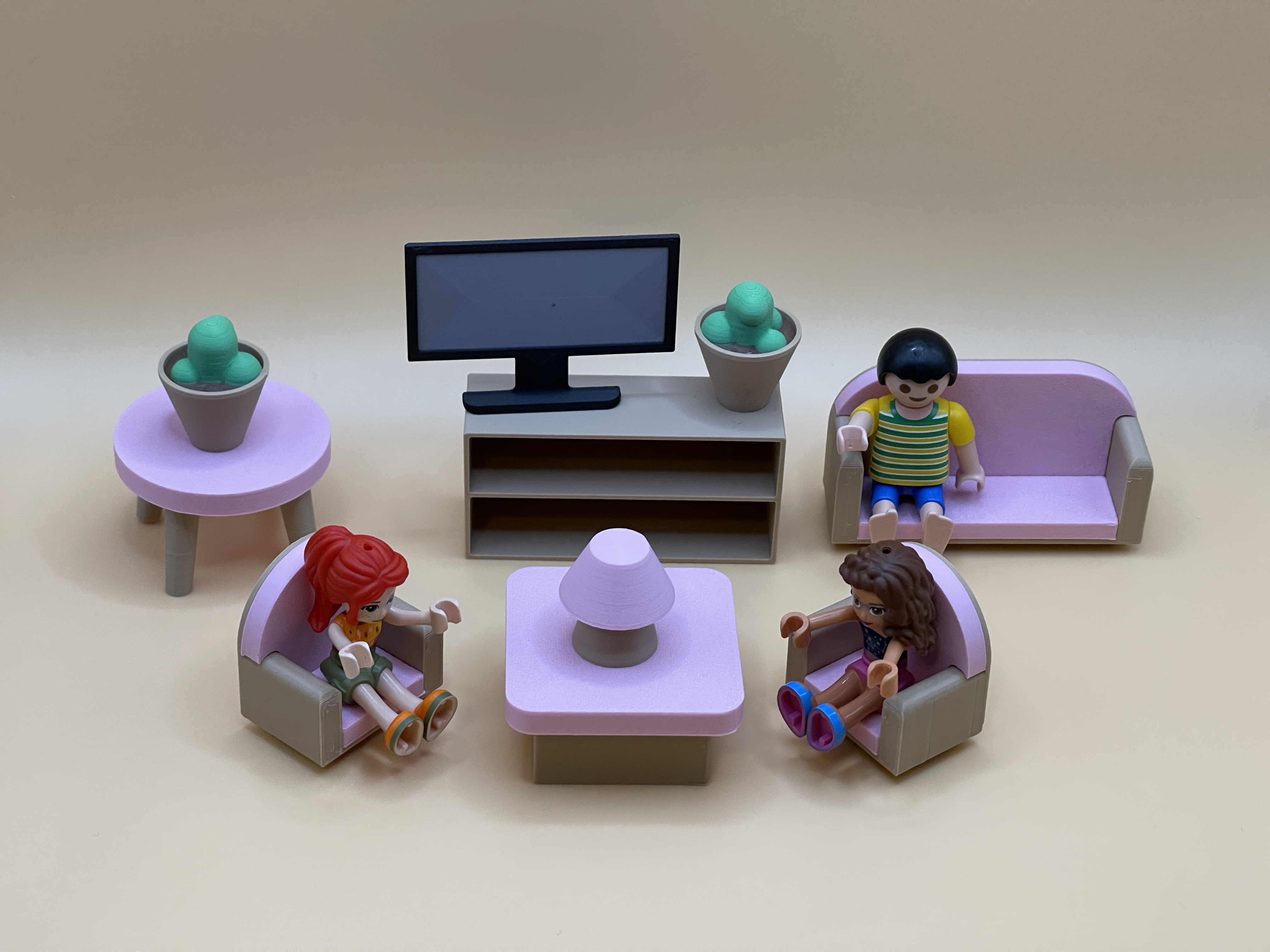 Complete 3D Printed Dollhouse Living Room Set Modern Miniature Furniture Decor by Levytek Printables Store