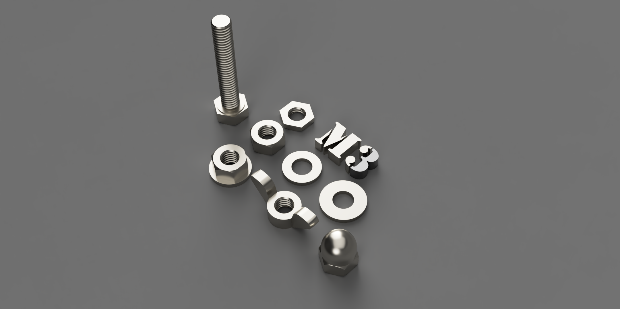 M3 HEX bolts, nuts and washers by Reclip Download free STL model