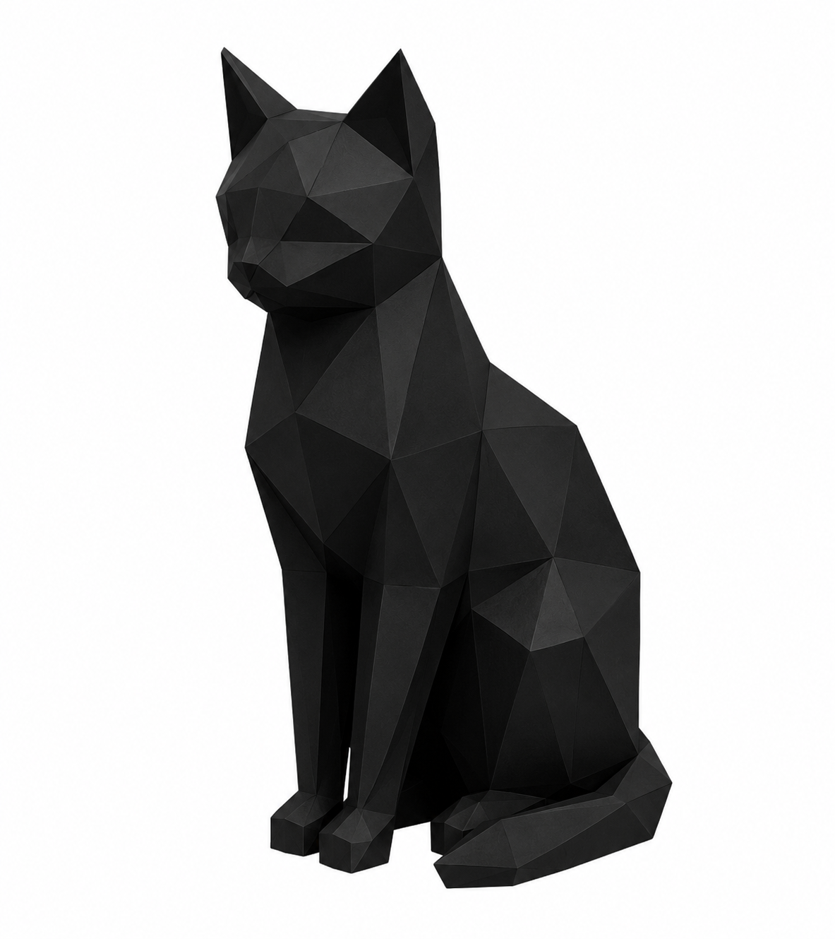 Low Poly Cat Sculpture – Modern Geometric Cat Decoration