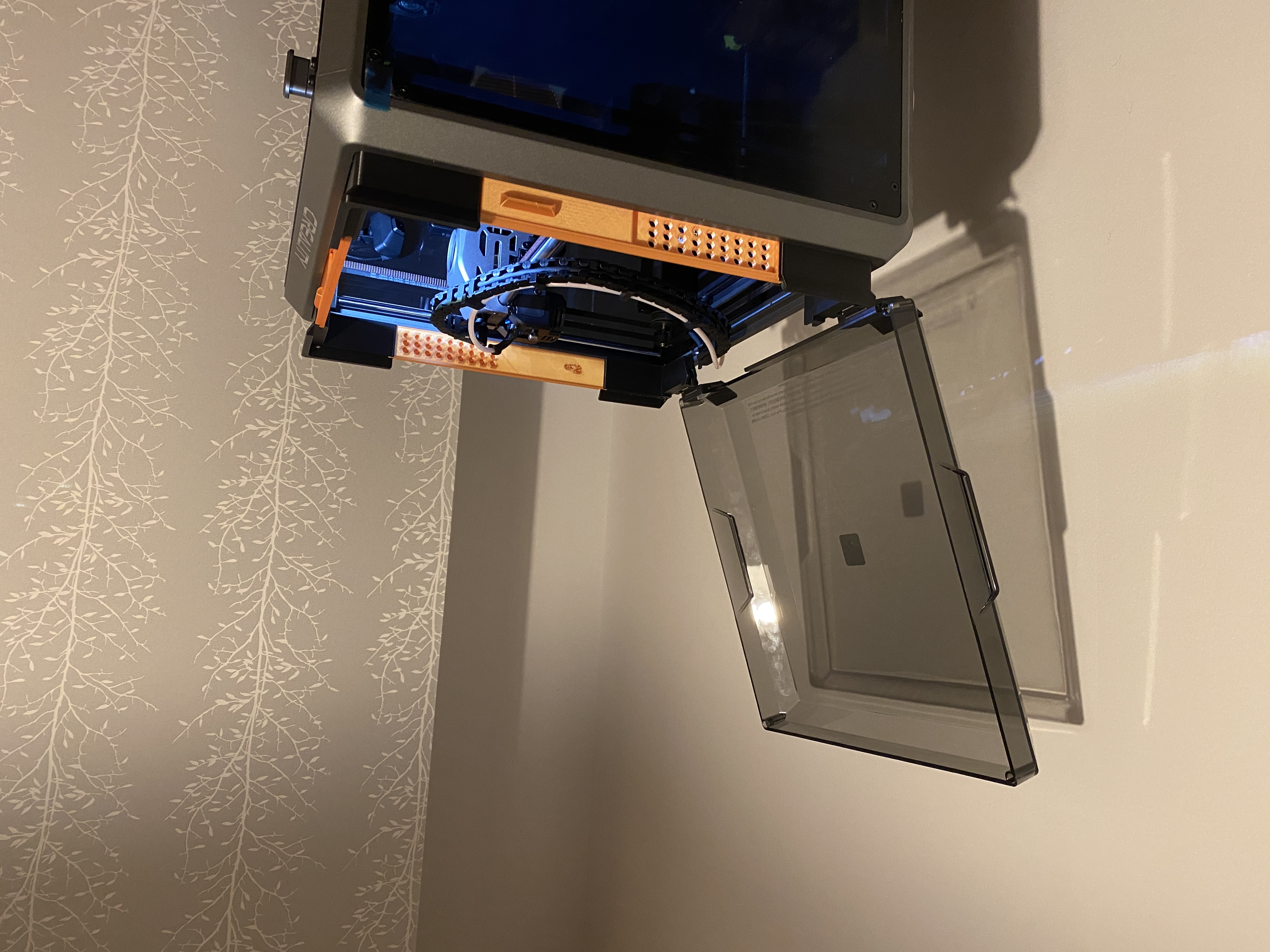 Creality K1 y K1C Elevación de tapa con bisagras y ventilación adicional con corredera. Hinged cover lift and additional ventilation 3D model thumbnail
