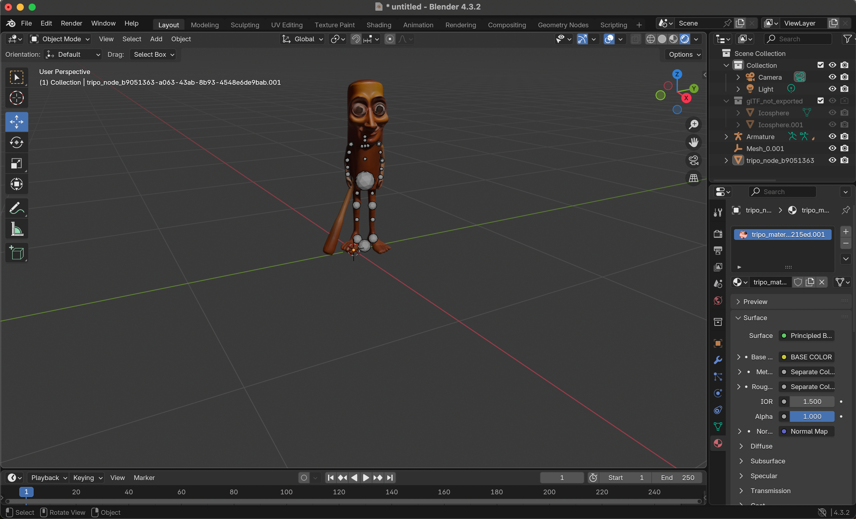 tung tung tung sahur 3d model + armature