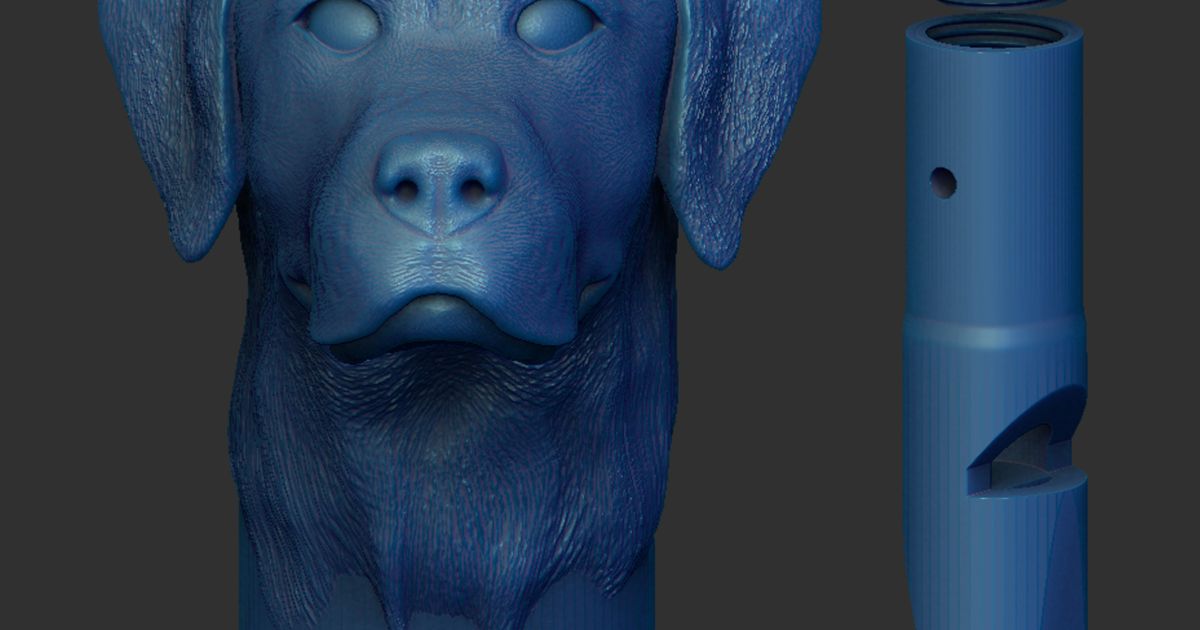 Dog Whistle Head Design Labrador by Qu3D 3DDesign Art Printables