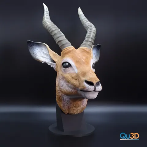 Impala Antelope Portrait , Including Base + Wall Mount