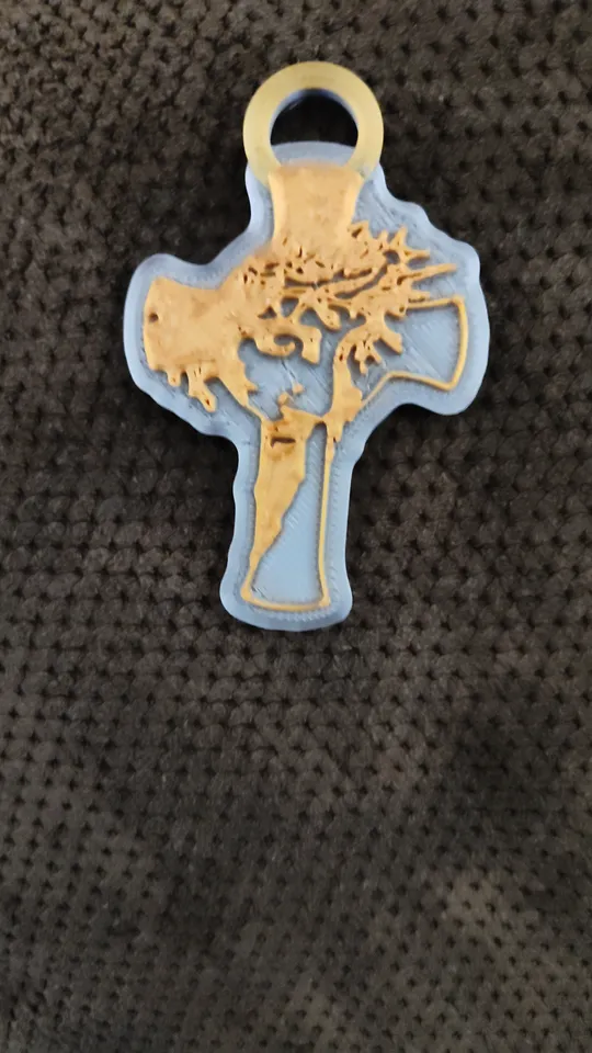 Cross with Jesus face key charm by James Lipford | Download free STL ...