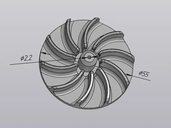 Impeller of the Interskol heat gun (Крыльчатка строительного фена Интерскол)