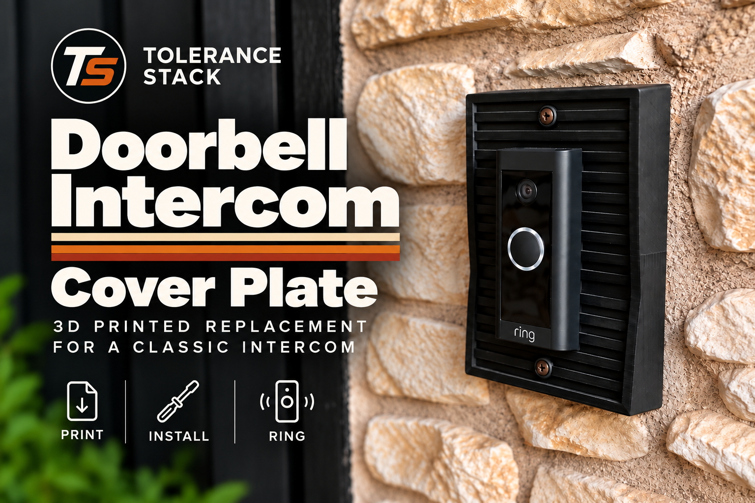 Doorbell Intercom Cover Plate — 3D Printed Ring Doorbell Retrofit