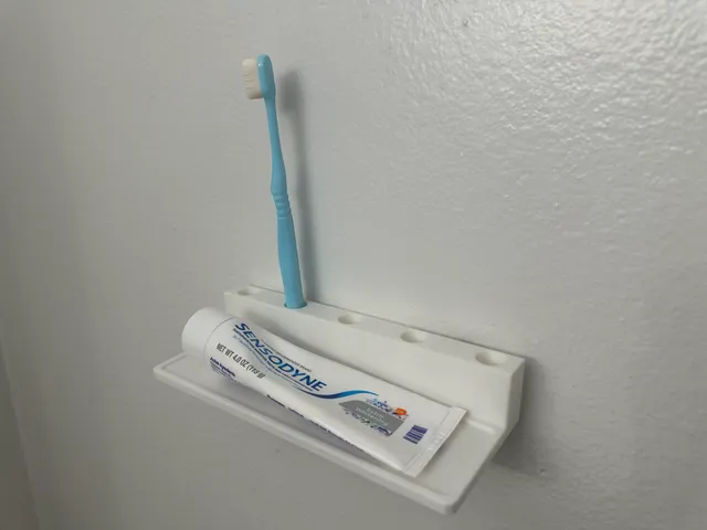 Bathroom Shelf with Toothbrush and Toothpaste Holder