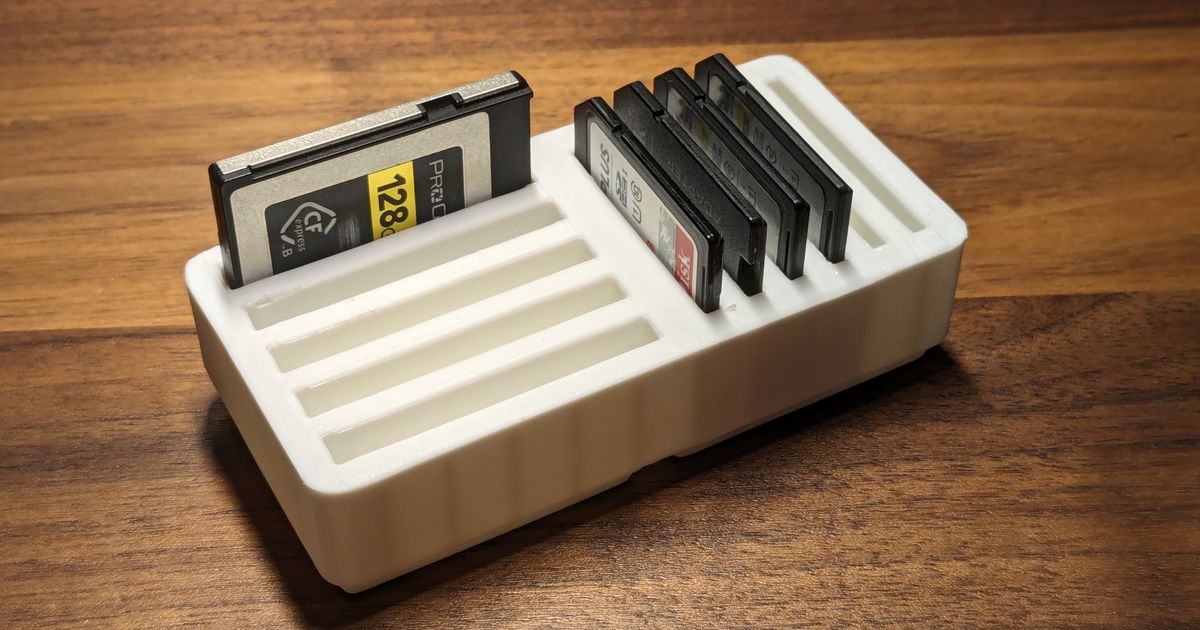 Gridfinity CF Express Type B and SD Card Holder by Bren Download free