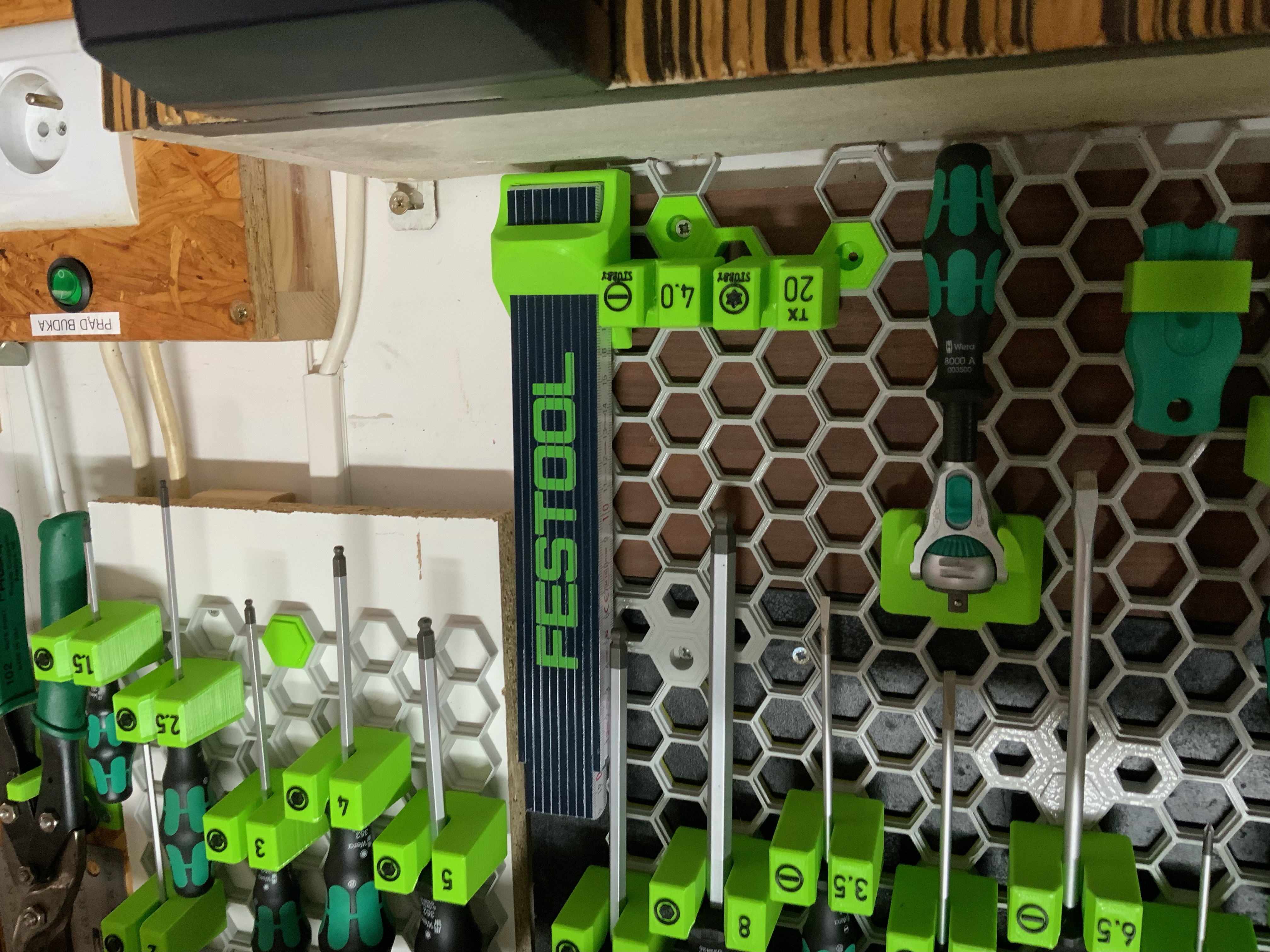 Festool ruler holder for Honeycomb storage wall.