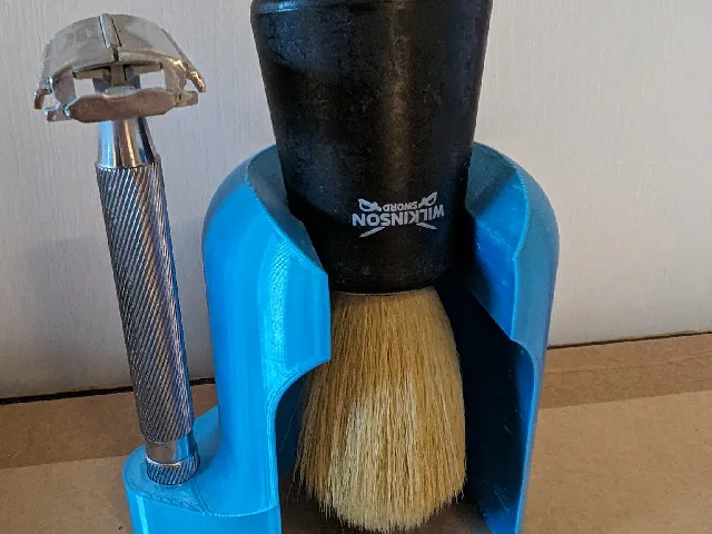 Razor + shaving brush support