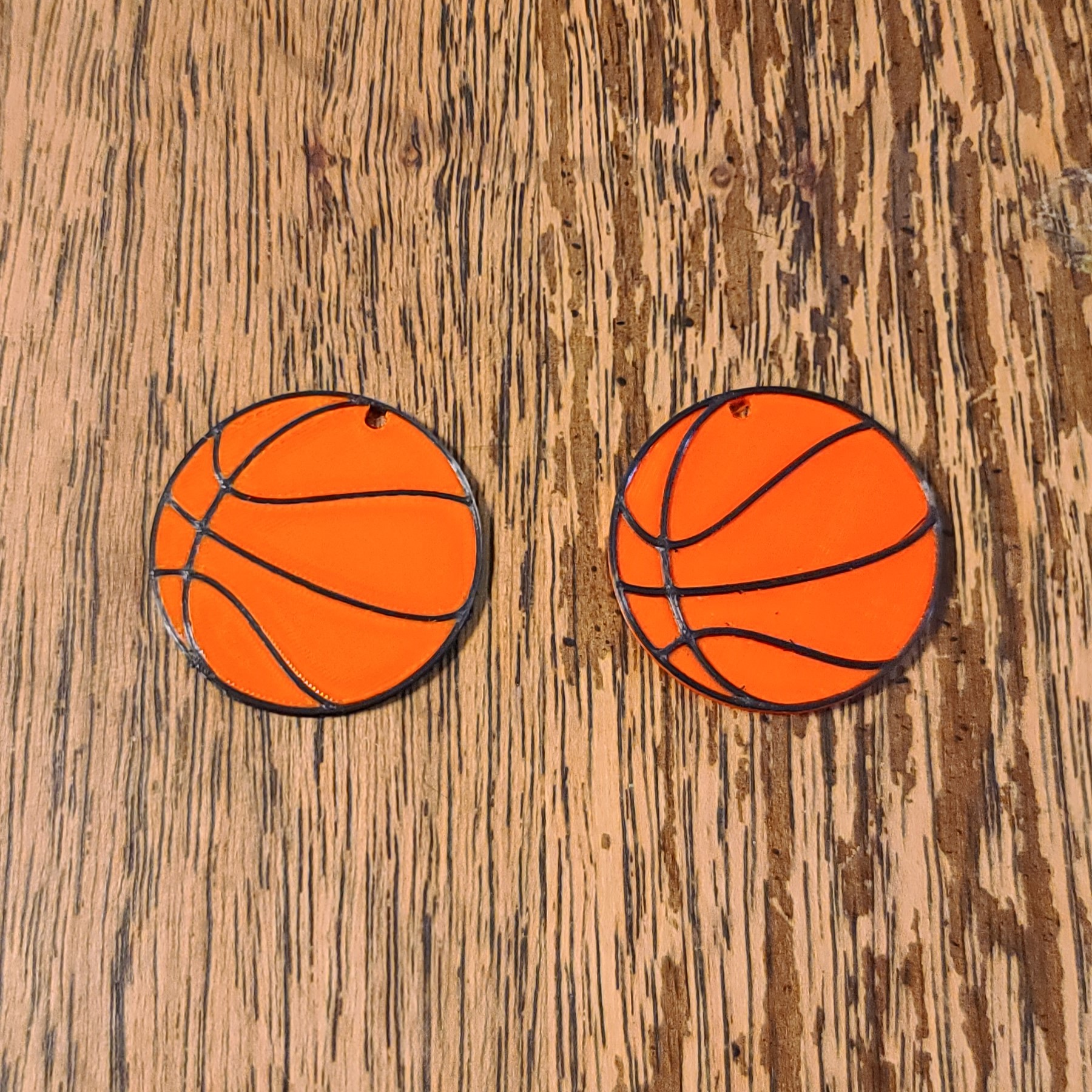 Basketball earrings Raised stud and hoops