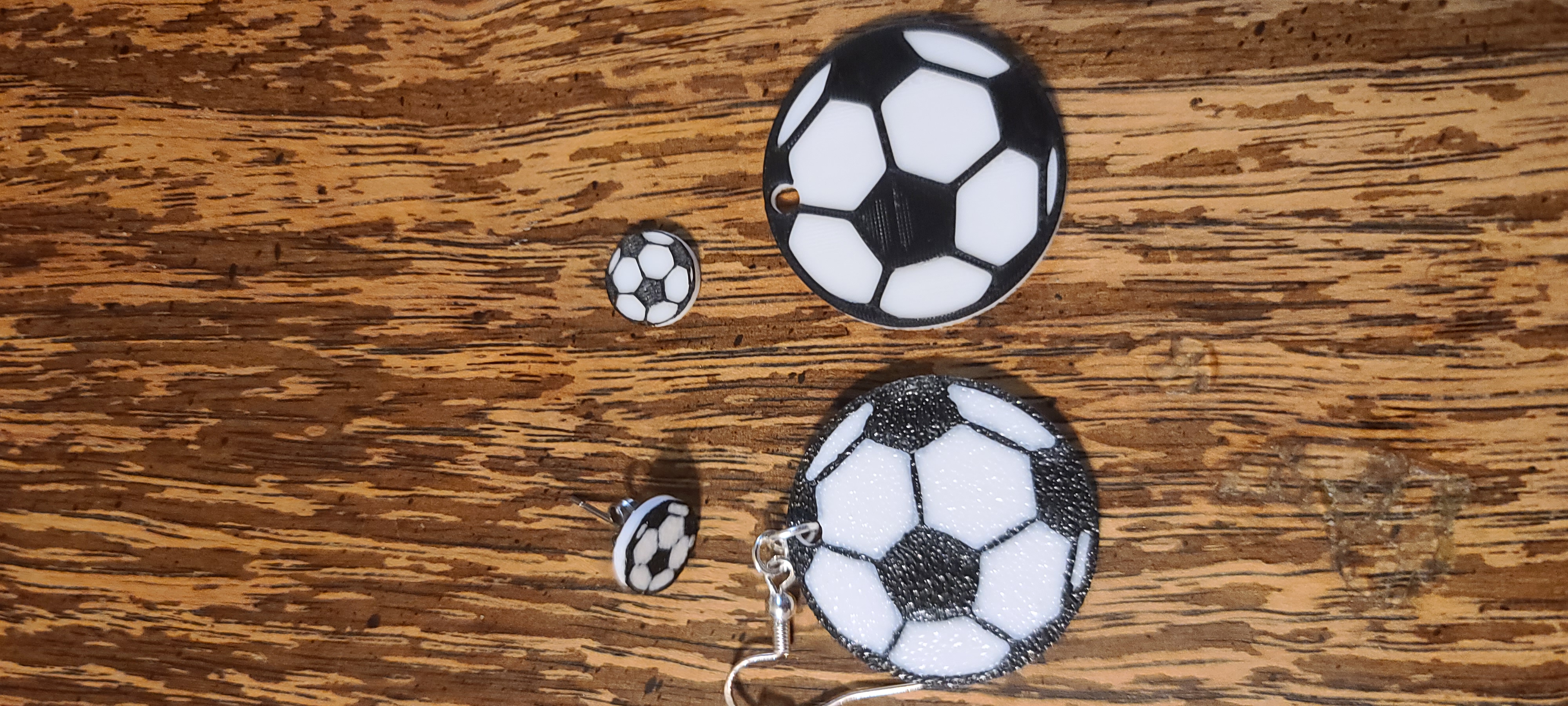 Soccer Earrings raised Stud and hoop